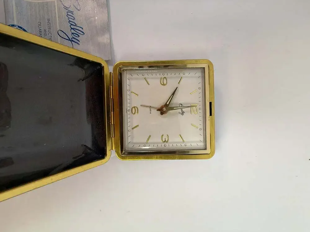 Vintage Bradley Wind-Up Travel Alarm Clock Model 4995 with Original Box and Manu